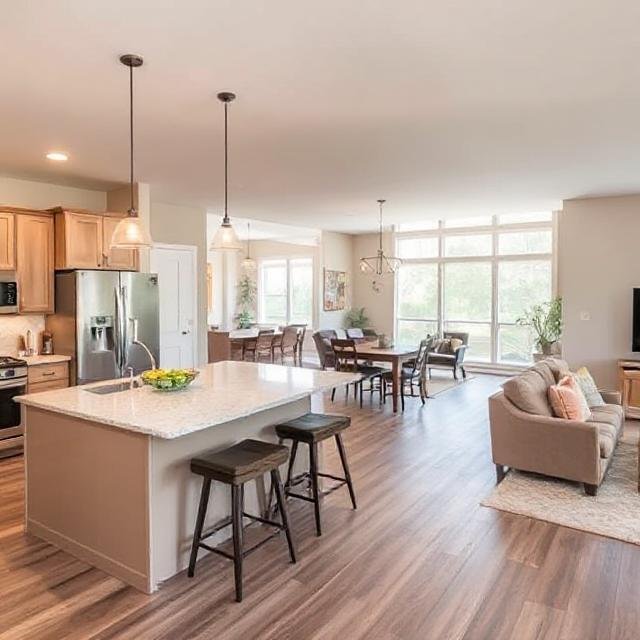 Open Plan Kitchen & Living Space.