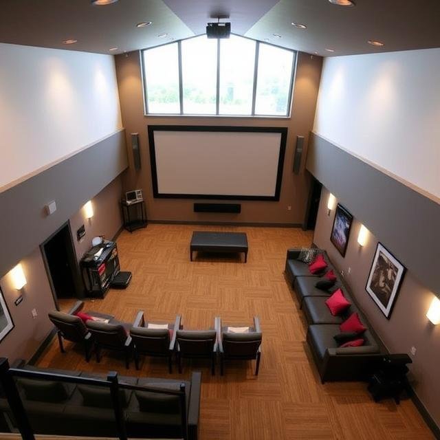 Top Floor: Multipurpose Space & Cinema Room.