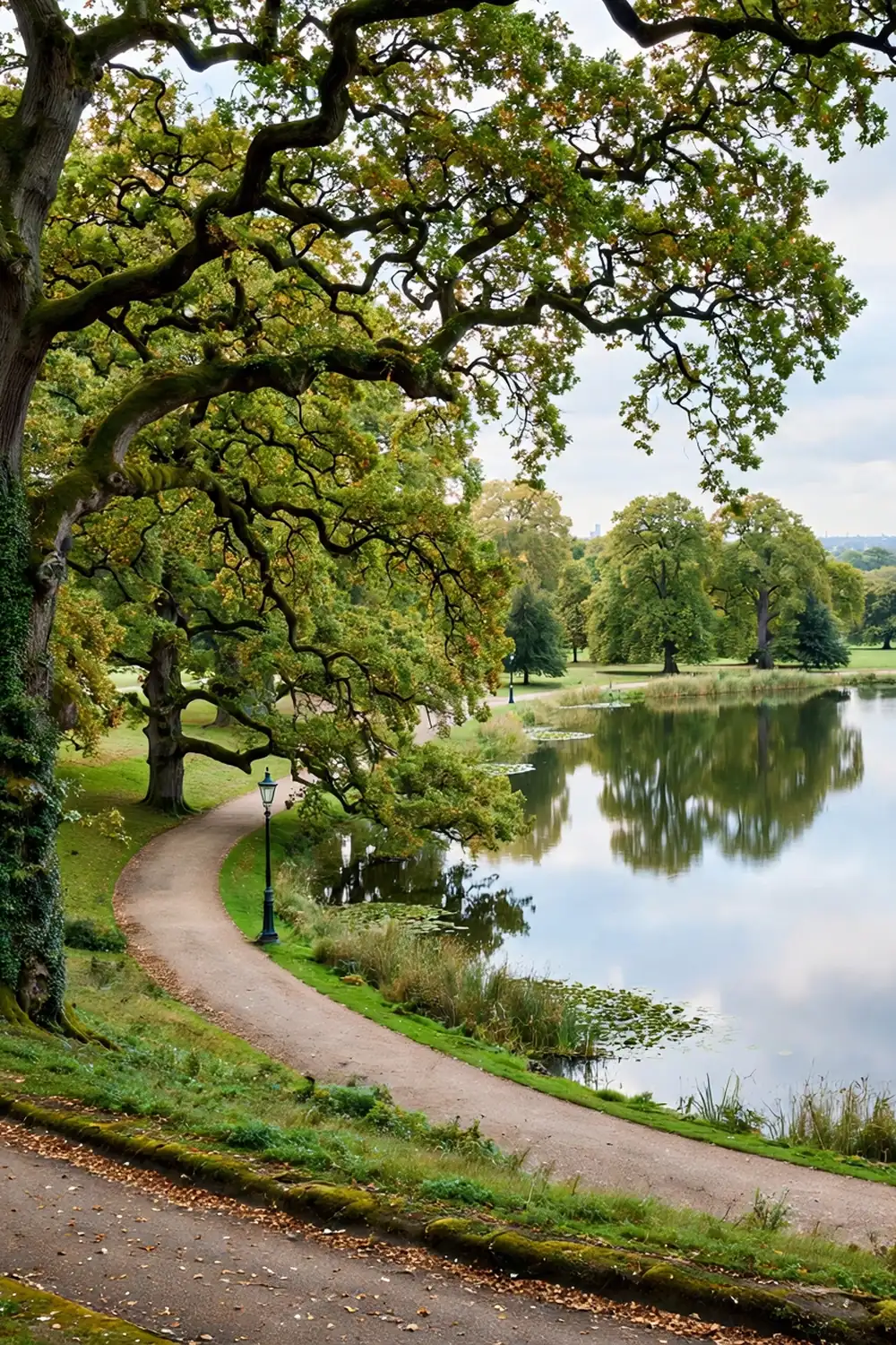 Royal London park with ancient trees and open green space